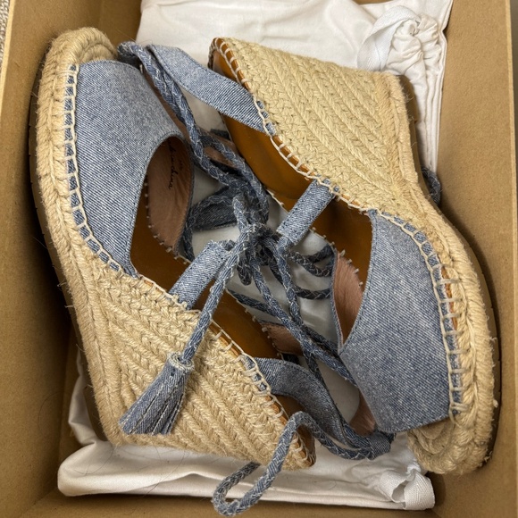 Joie “Phyllis” Espadrille Wedges - Denim Blue - Size 37.5 / 7.5 US (Nordstrom) - Picture 1 of 10